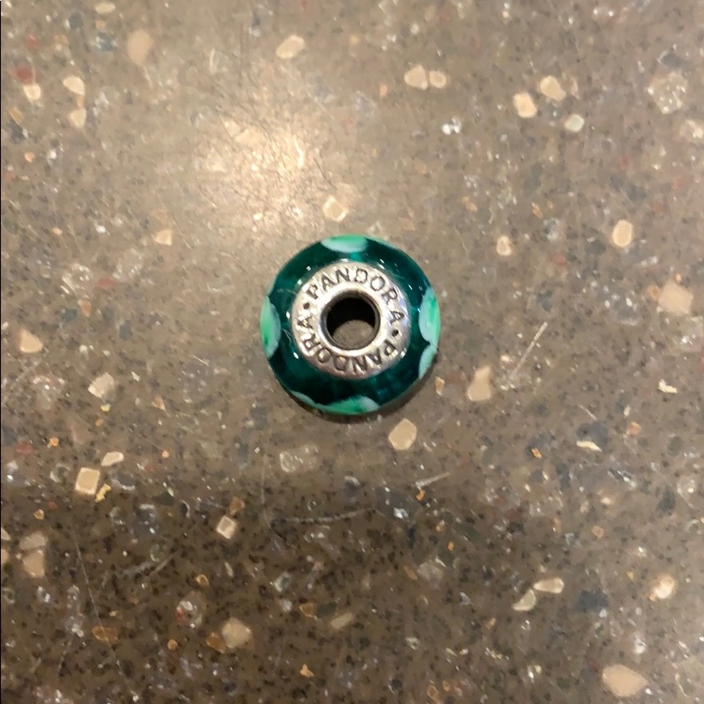 Teal glass and .925 silver bead